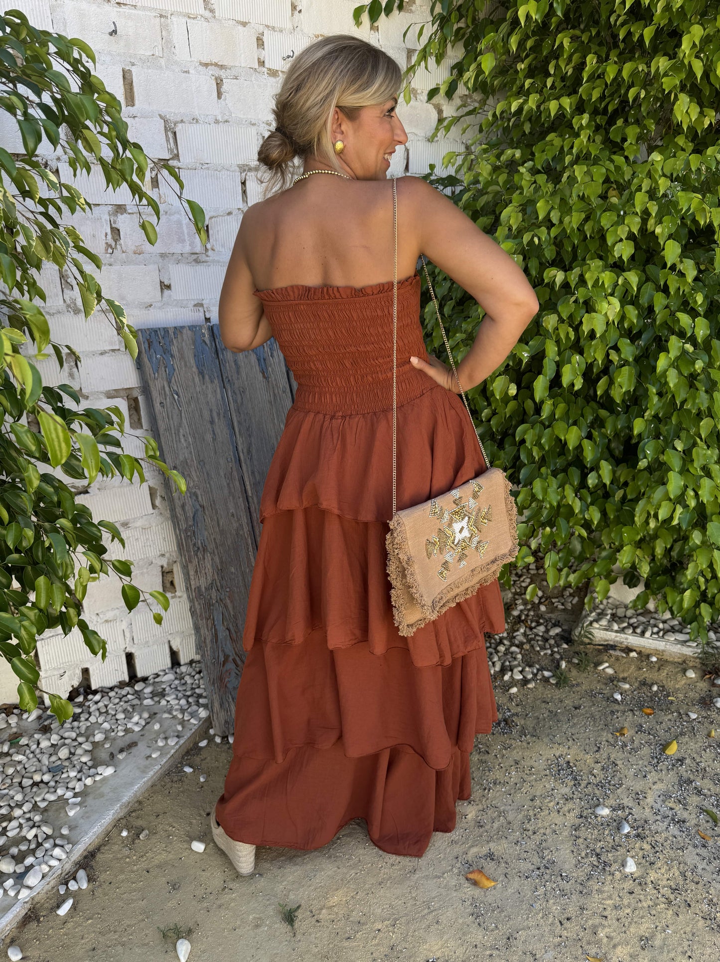 VESTIDO VOLANTES ASIMÉTRICOS PALABRA DE HONOR