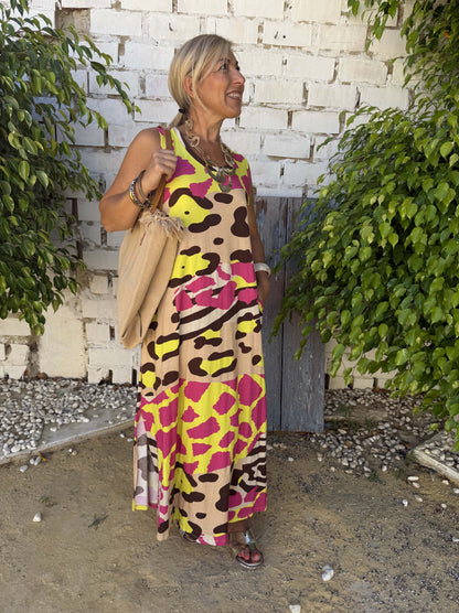 VESTIDO CAMISETA ESTAMPADO FLÚOR
