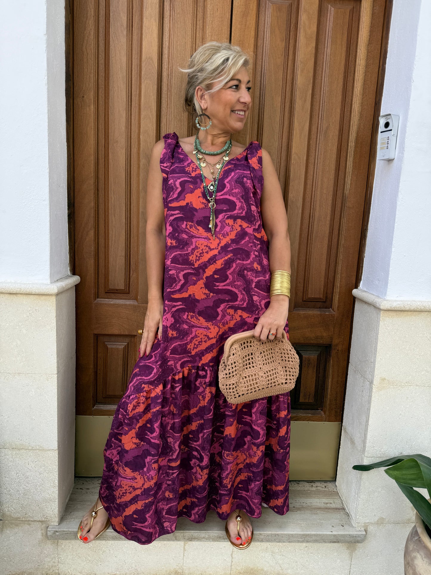 VESTIDO LAZO TIRANTES ESTAMPADO