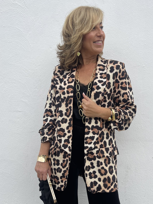 BLAZER LEOPARDO MANGA COM BABADOS