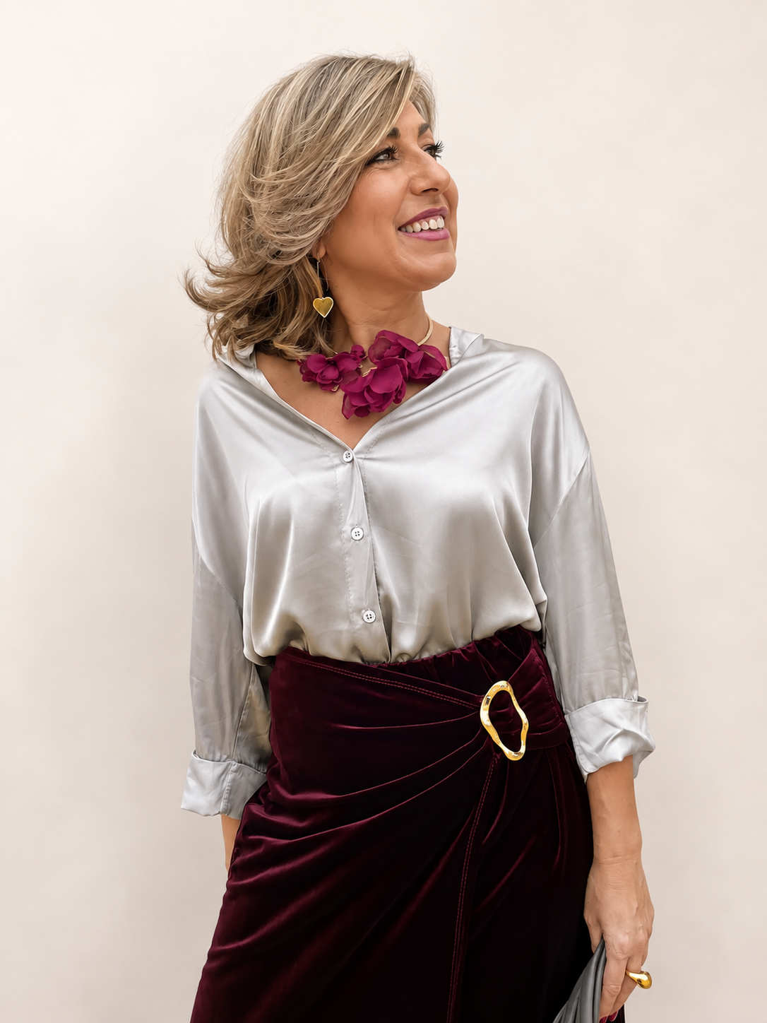CAMISA SATINADA CUELLO MAO
