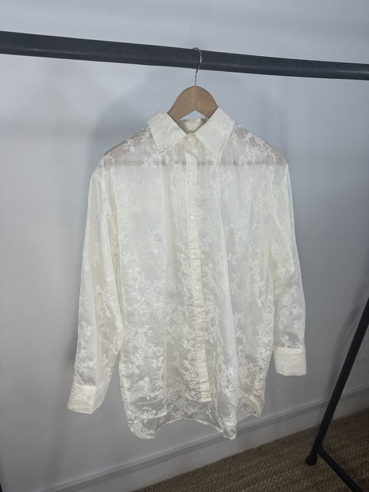 CAMISA TRANSPARENCIAS BORDADO BEIGE