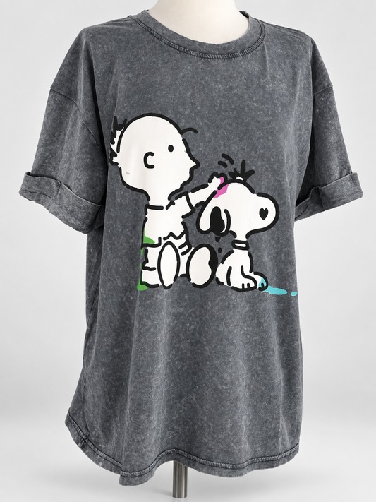 CAMISETA GRIS DIBUJO