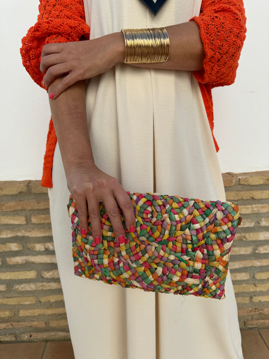 CARTERA RAFIA MULTICOLOR