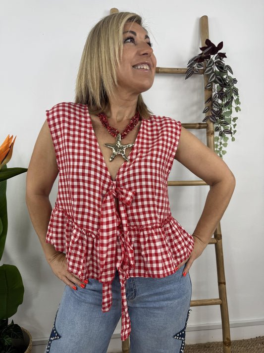 CHALECO VICHY VOLANTE