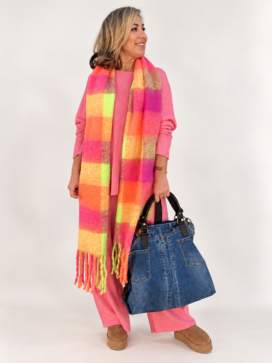 BUFANDA CUADROS FLUOR