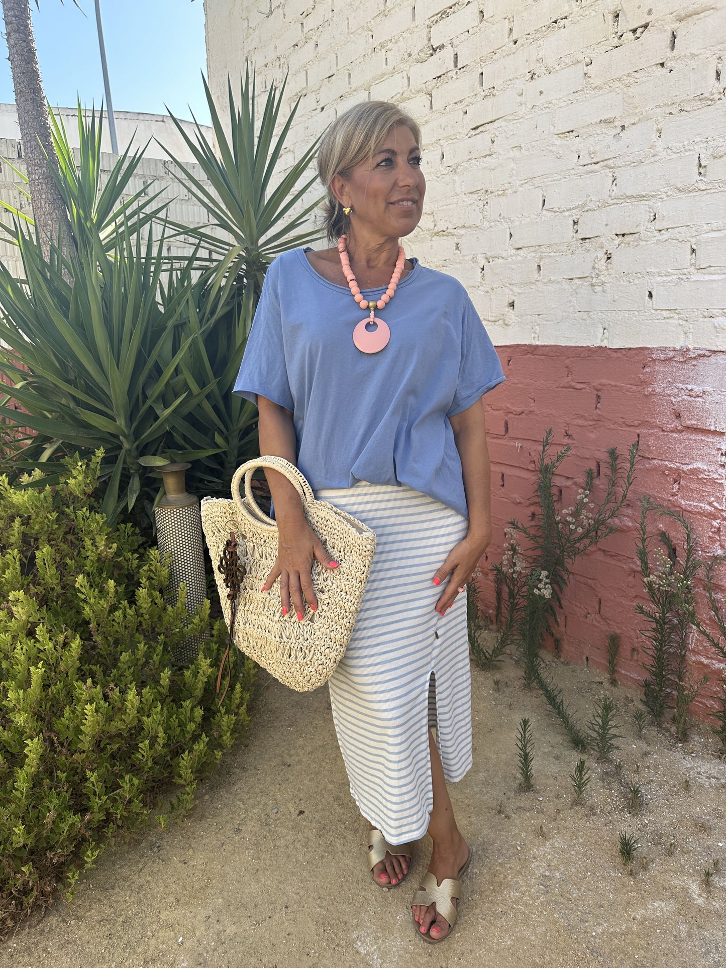 STRIPED KNITTED SKIRT