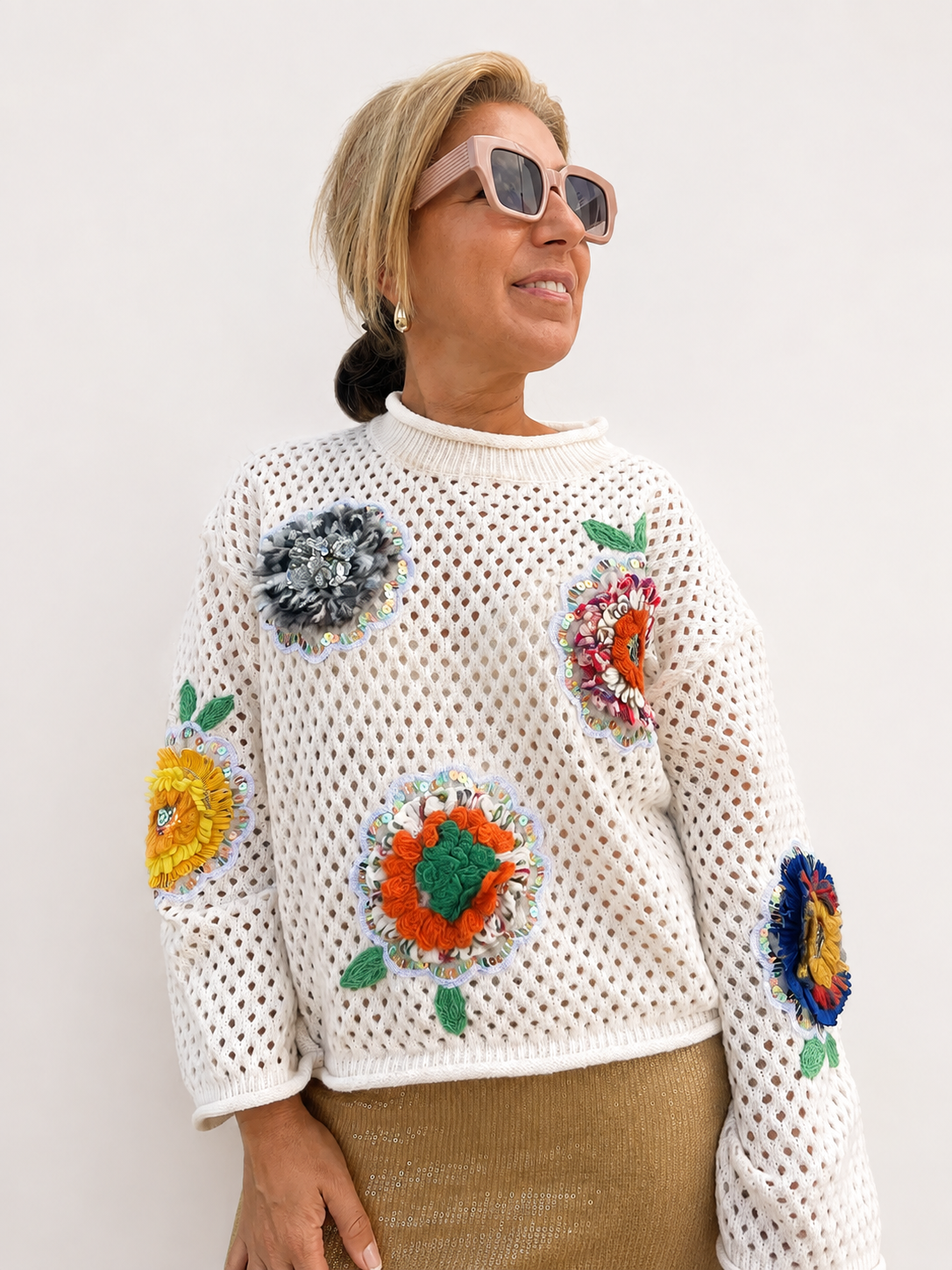 CAMISOLA ABERTA COM FLORES