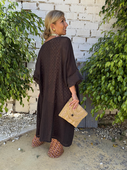 KIMONO ALGODÓN ENREJILLADO