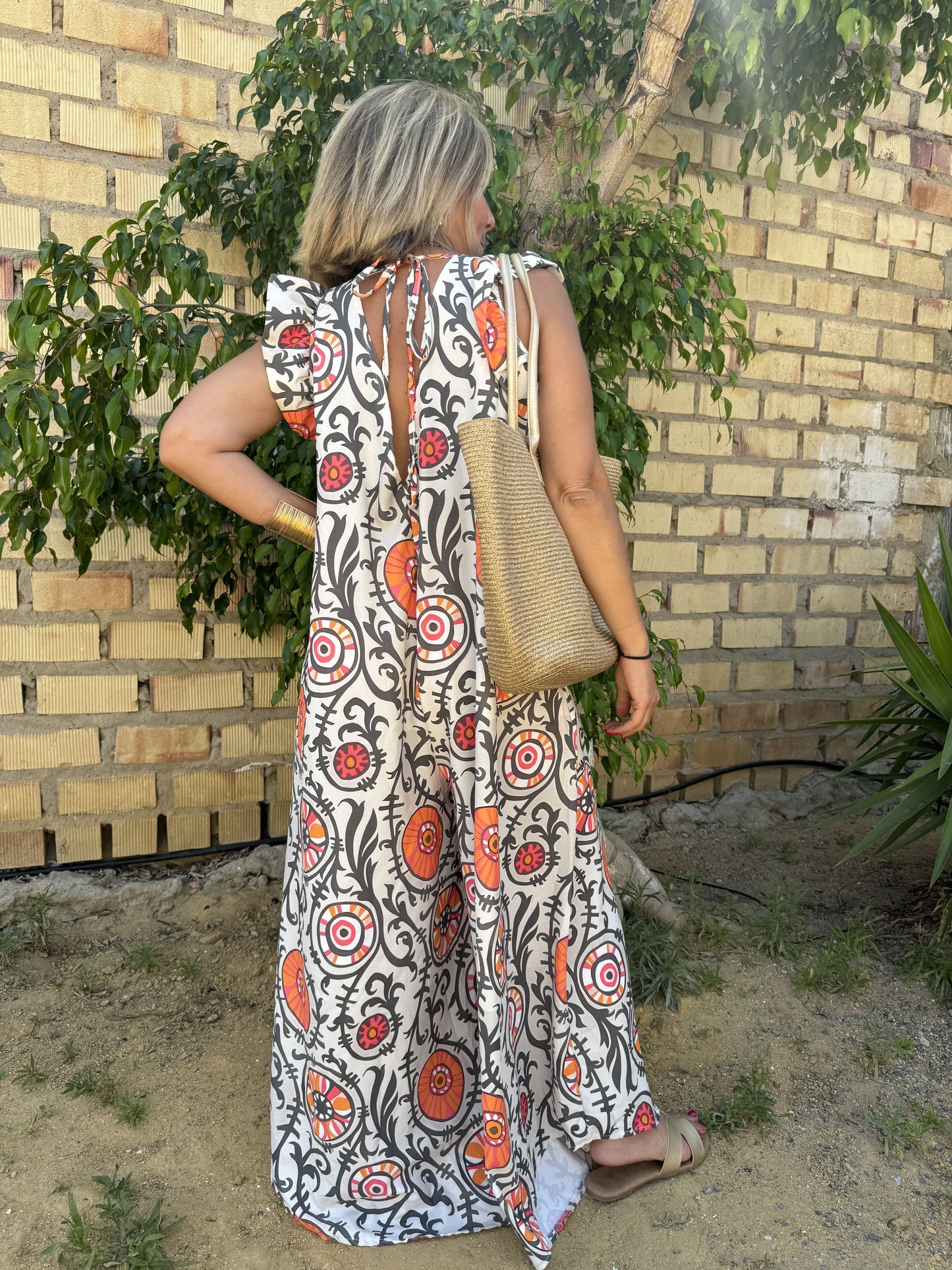 PRINTED RUFFLE JUMPSUIT