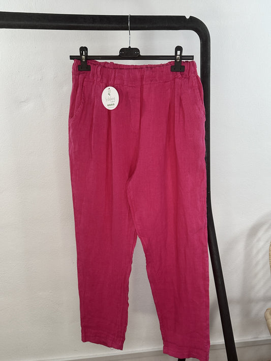 PANTALÓN LINO ROSA FUCSIA