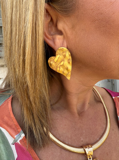 AGATE HEART EARRING