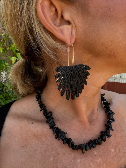 RAFFIA LEAF EARRING