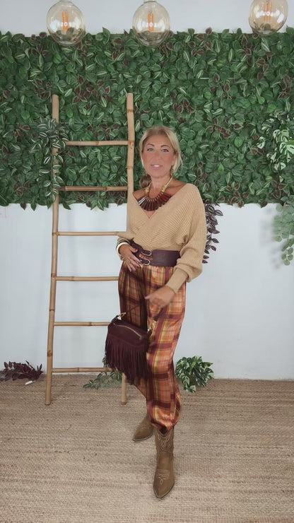 PANTALÓN BOMBACHO SATINADO ESTAMPADO