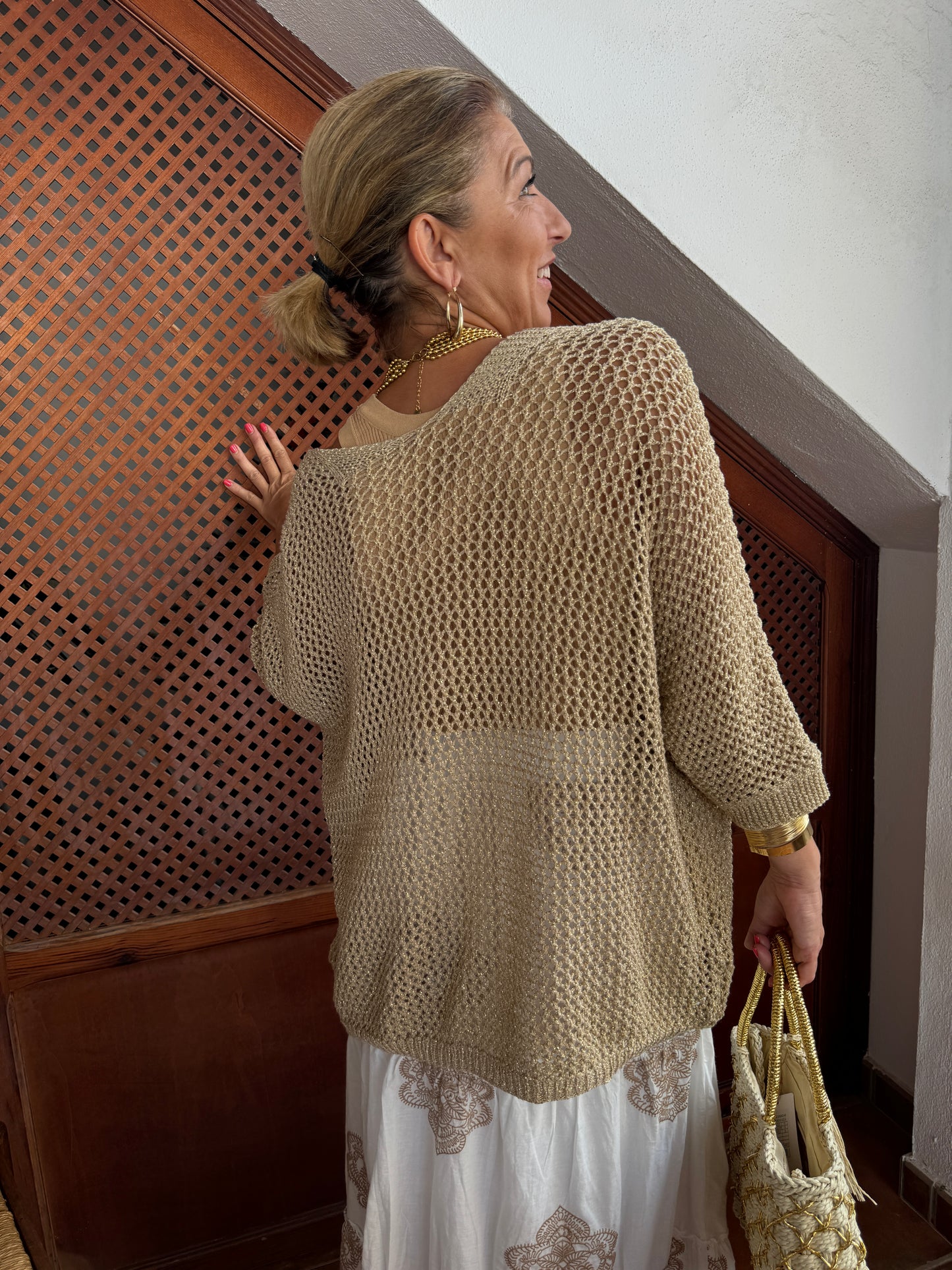 CARDIGAN OPENTOP DOURADO