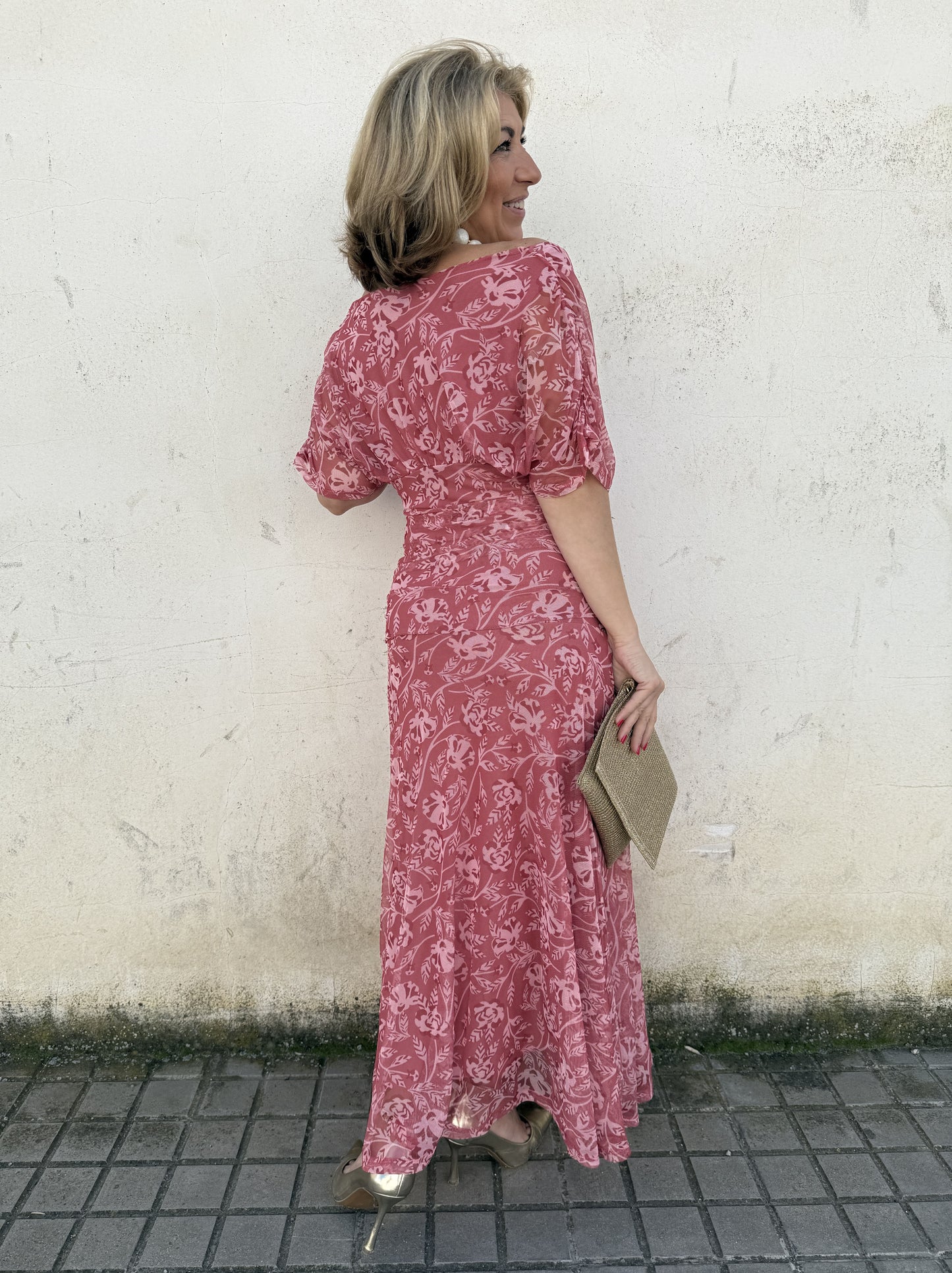 VESTIDO TUL LARGO FLORES