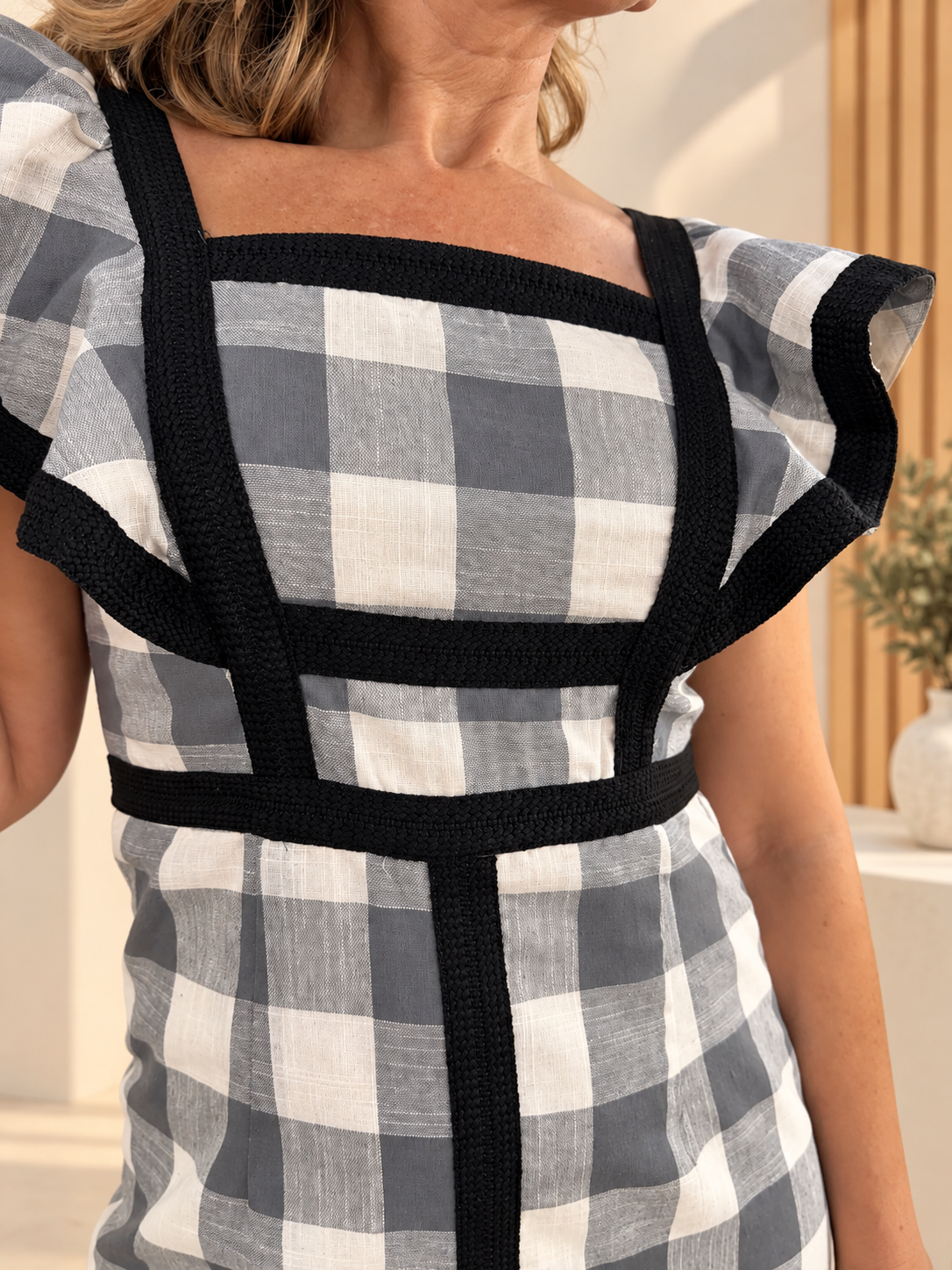 VESTIDO CUADROS VOLANTES