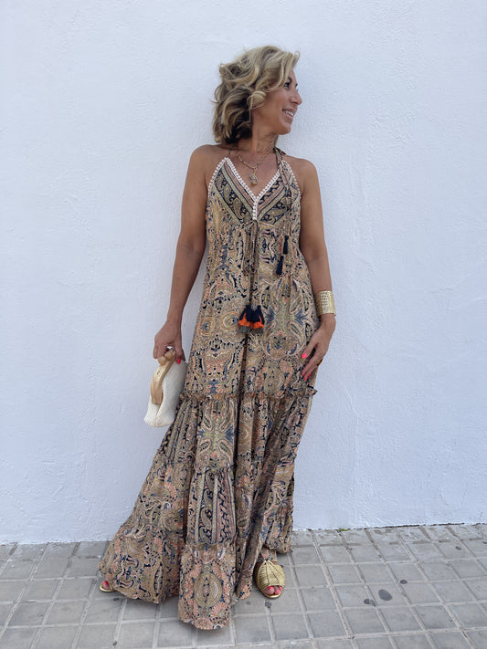 VESTIDO LONGO DE SEDA