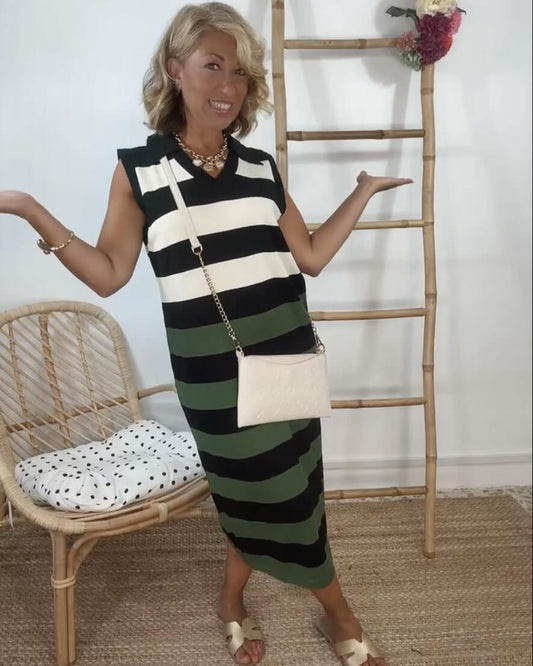 KNITTED DRESS WITH HORIZONTAL STRIPES